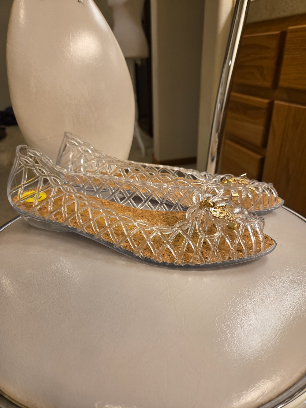 Juicy Couture Clear Jelly Slip-On Flats with Gold Charms - Picture 2 of 5